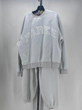 Parke 2Pc LIKE NEW Light Grey/ White Designer Sweater & Pants Size 1X